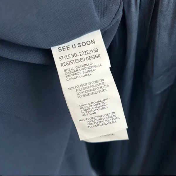 NWT See You Soon Dusty Blue Satin Long Sleeve Mini Dress Medium Anthropolgie - Image 12