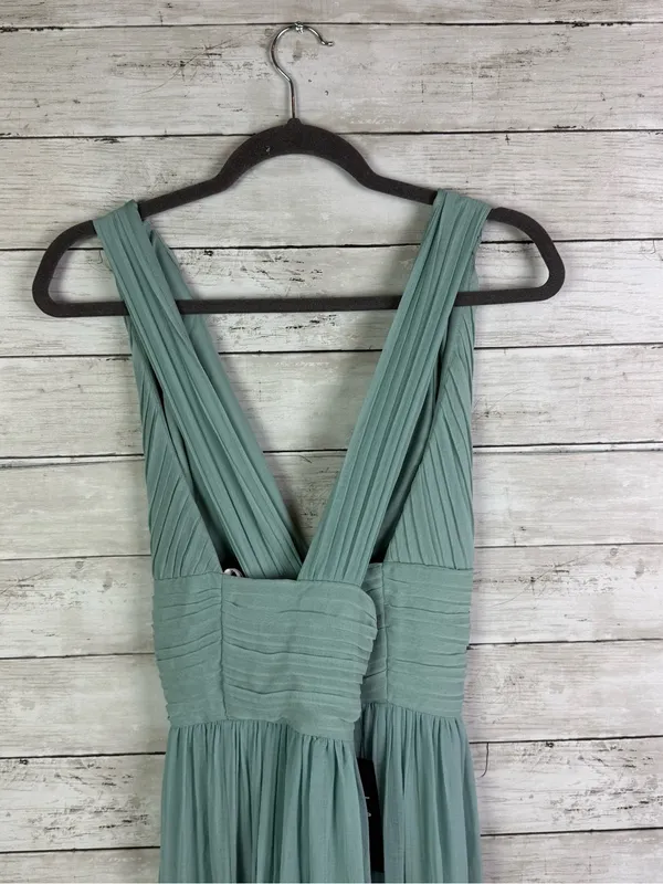 Lulus Leora Light Blue Pleated Tiered Maxi Dress Size Large - Image 5
