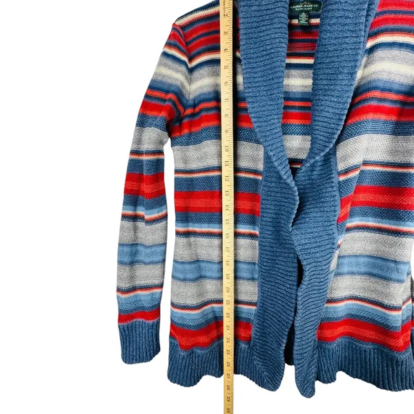Ralph Lauren Jeans Southwestern Striped Cardigan Sweater Open Front Knit Blue S‎ - Image 6