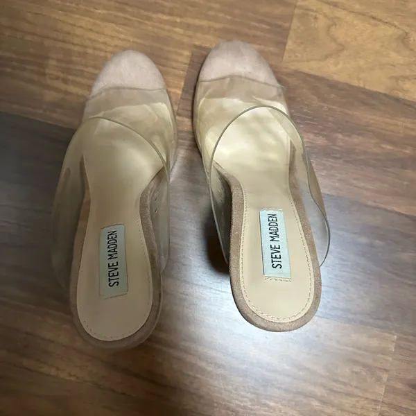 Steve Madden Clear and Tan Block Heels - Image 3