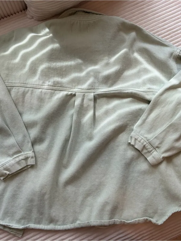 By Together Mint Green Oversized Denim Shacket Jacket Small - Image 3