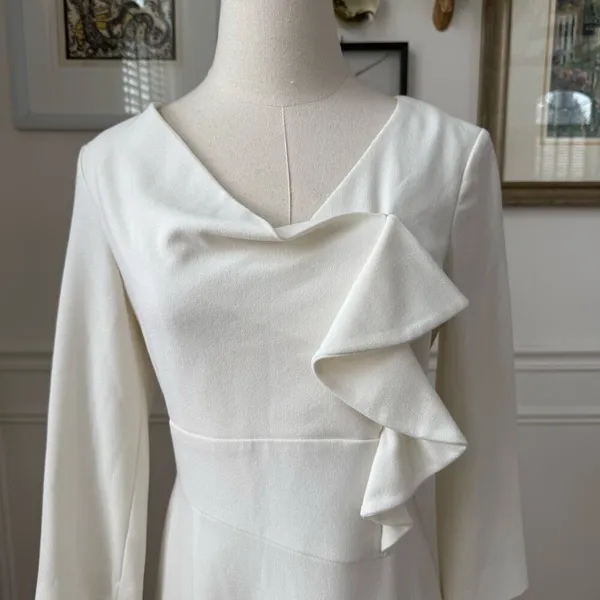 NWT Adriana Papell Ivory Semi Ruffle Sheath Dress $138 2 - Image 3