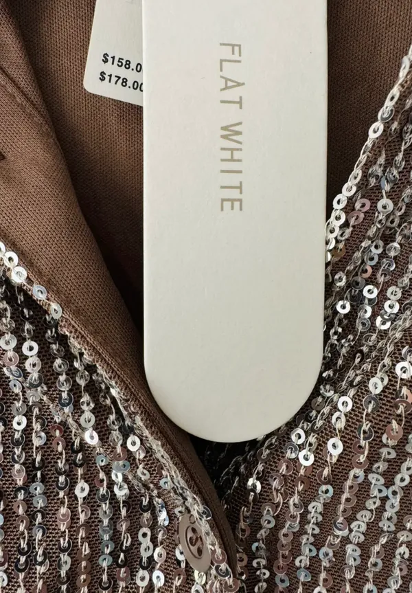 Flat White Sequin Tunic Dress, Size XS - Image 11
