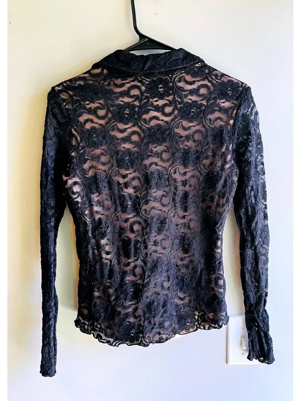 Harlow Black Lace WhimsiGoth Romantic Top Small - Image 6