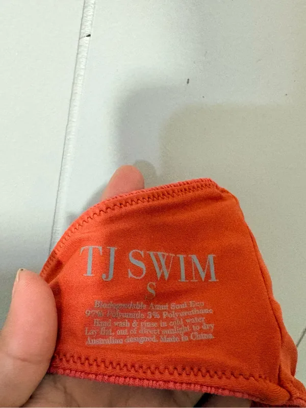 TJ Swim Ribbed Bandeau Bikini Set Rust Orange Size S Two Piece - Image 8