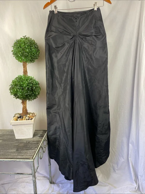 Worth Silk Black Silk A Line Maxi Long Hi-low Train Occasion Evening Skirt - Image 5
