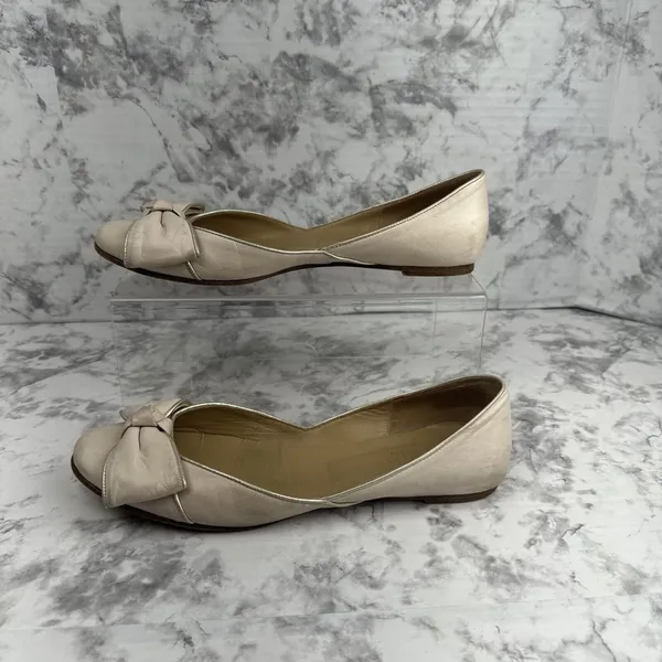 Valentino Garavani Bow Ballet Flats Size 38.5/7.5 Blush Pink Nude Nubuck Leather - Image 2