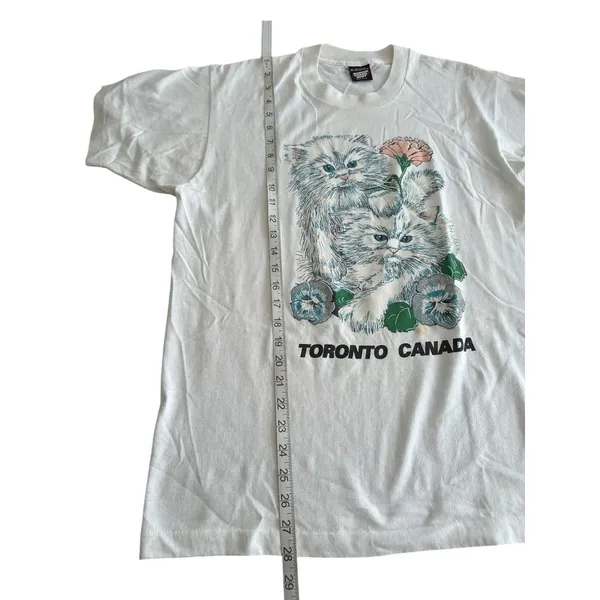 Vintage Toronto Canada Cat Graphic T-Shirt XL Screen Stars Best White Cat Lovers - Image 7