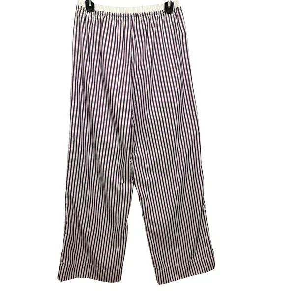 Gooseberry Intimates Le Boyfriend Unisex Plum Striped Poplin Lounge Pants M NEW - Image 3