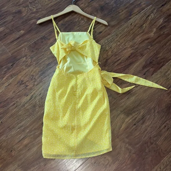 SUPERDOWN Morgan Mini Wrap Dress Size XS Yellow SPRING SUMMER - Image 6