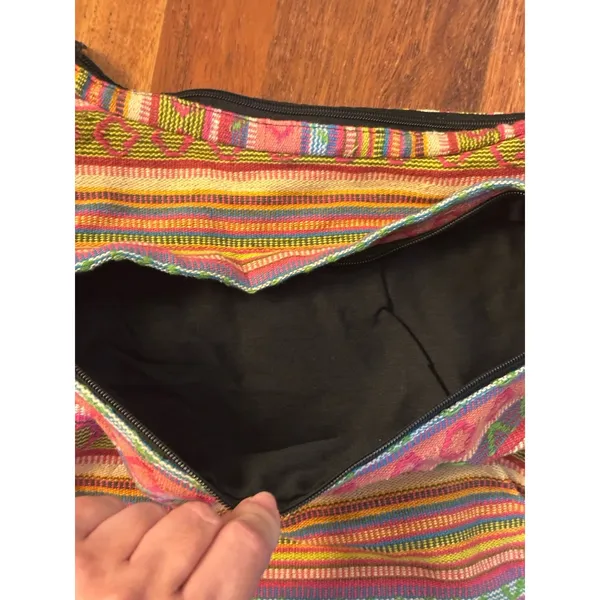 Antik Kraft Bohemian-Style Hobo Shoulder Bag Woven Colorful Pattern Black Strap - Image 6