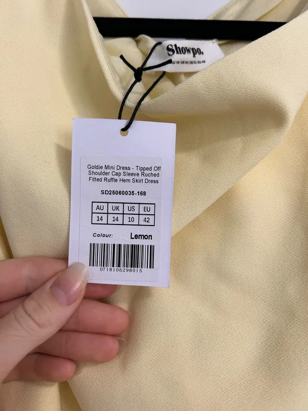 New Showpo Goldie Mini Dress Off Shoulder Ruched Fitted Dress Size 10 MSRP $109 - Image 8