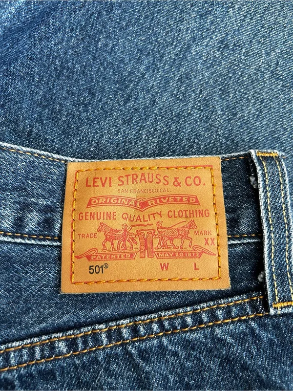 Levi’s 501 Premium Denim Distressed High Rise‎ Straight Leg Blue Jeans Size 28 - Image 5