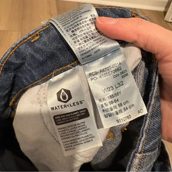 Levis 94 Baggy cotton‎ cinch Jeans Womens Blue Denim Cargo Pockets Size 23 - Image 8