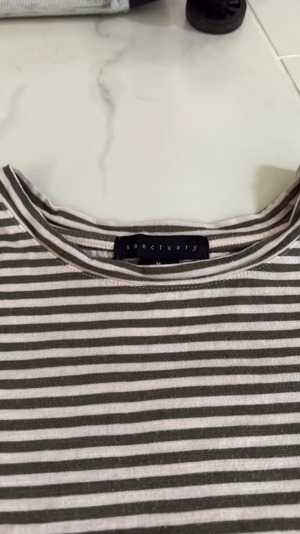 Sanctuary Green and white striped tee - Image 2