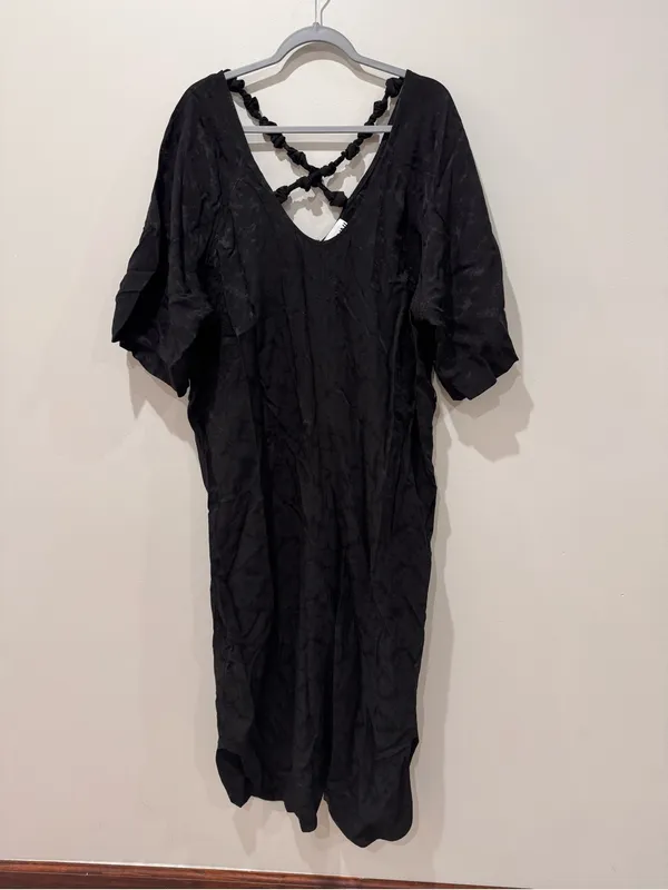 Ganni Size 38 Viscose Jacquard Midi Black Dress - Image 2