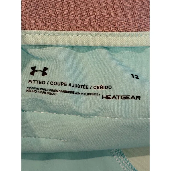 Under Armour Shorts Women 12 Turquoise HeatGear Fitted Athleisure Golf Gorpcore - Image 9