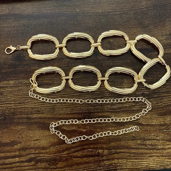 Gold Y2K Chunky Textured Oval Link Waist Chain Belt, Fits 20-40 Inches, X7GA1407 - Image 6