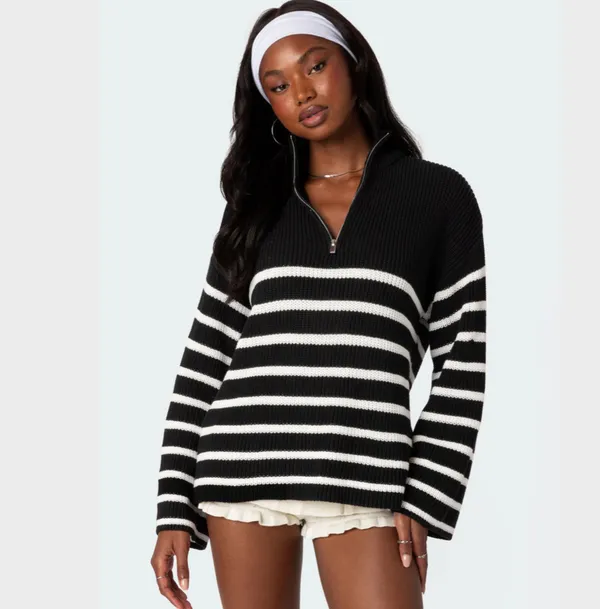 Edikted Quarter Zip-Up Sweater - Image 3