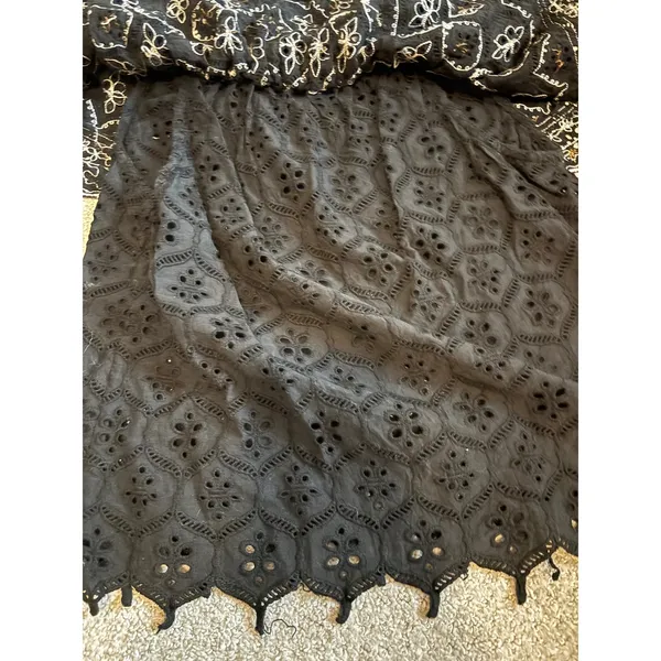 Hemant & Nandita Top‎ XS Black Embroidered Eyelet Boho Off Shoulder Sequin - Image 6