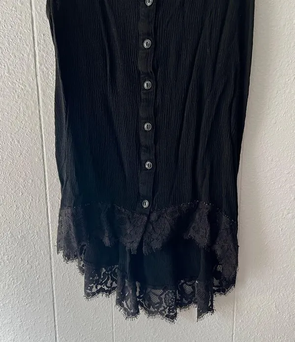 Womens Gauzy Lace Top XS Boho Fairygoth Witchy Gothcore Emo Rockabilly Punk - Image 3