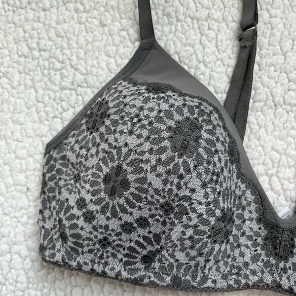 Aerie Gray‎ Lace Bra 36C Soft Stretch Lingerie Everyday Comfort - Image 3