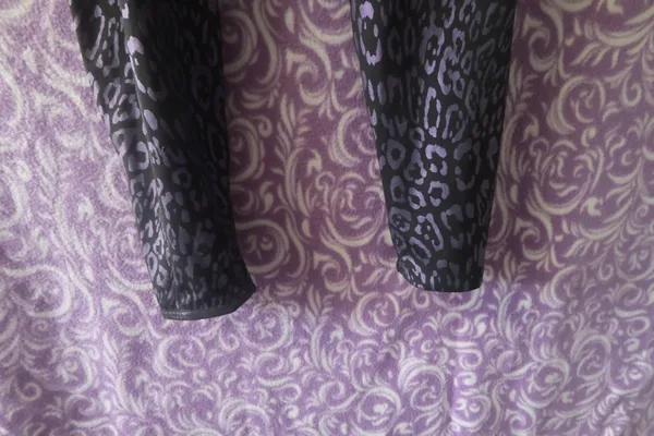 Victoria's Secret leopard print leggings in black and purple size 16/170/86a (XL). - Image 4
