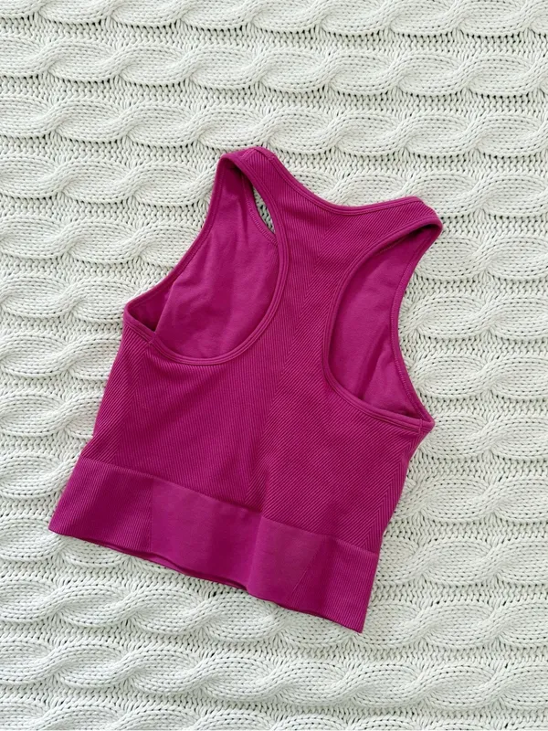 YPB Raspberry Ribbed Tank Top Pink - Image 2