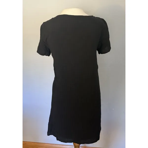 Skies Are Blue Dress Size Small Black Embroidered Shift Boho‎ Floral Feminine - Image 4