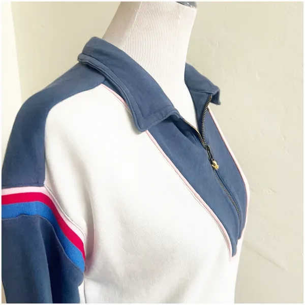 Anthropologie Pilcro 3/4 Zip Pullover Sweater Rugby Style Collared Size XS Blue - Image 9