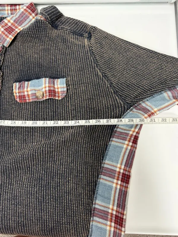 Oli & Hali Washed Plaid Waffle Knit Button-Down Shirt - Image 8