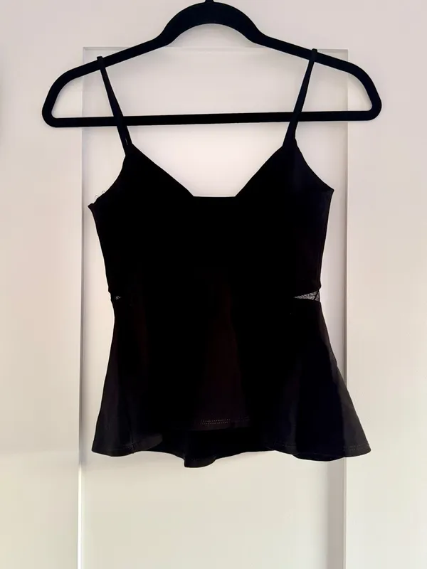 Lulus Keen Interest Black Mesh Peplum Top Size Medium M - Image 6