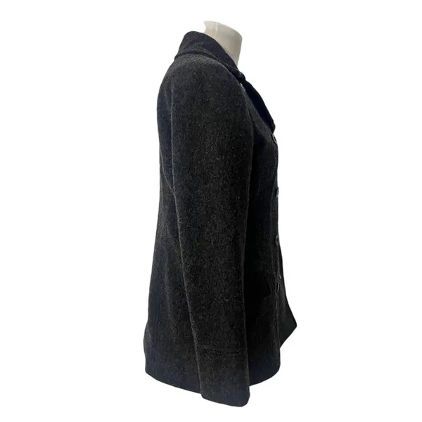 New York & Company Women's Wool Blend Double Breasted Pea‎ Coat Charcoal Size 4 - Image 3