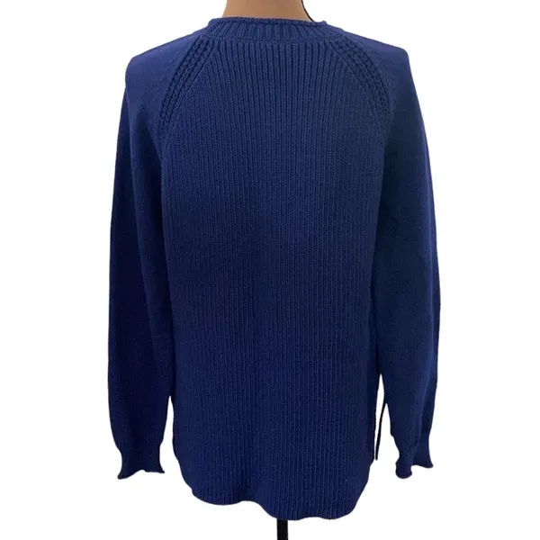 J Crew navy side-tie Crewneck elongated sweater size M - Image 31