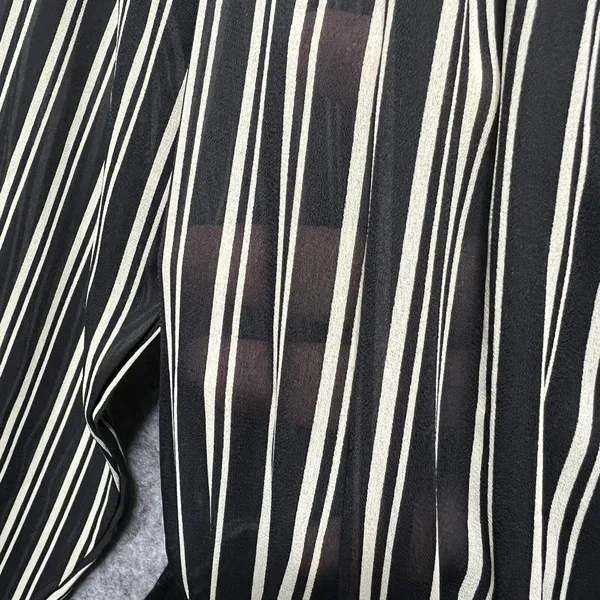 Popovitch Vintage Striped Sheer Top Midi Dress Black White‎ Gold Button Size 10 - Image 4