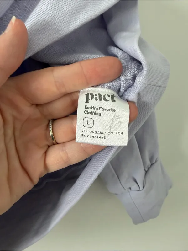 Pact Organic Cotton Open Back Relaxed Fit Lilac Casual Sweater Large - Image 3