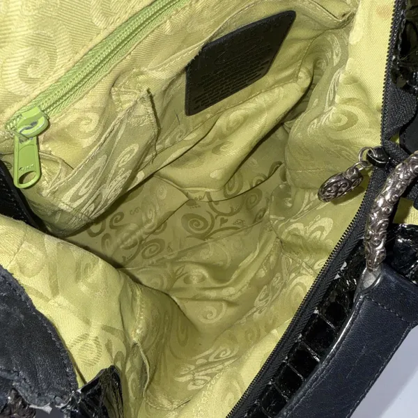 Vintage Y2K Brighton Cher Bag Black Shoulder Tote Croc Leather‎ Gorpcore Purse - Image 15