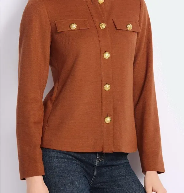 41 Hawthorne Rust Boucle Structured Knit Blazer Sz L Brown Size L - Image 4