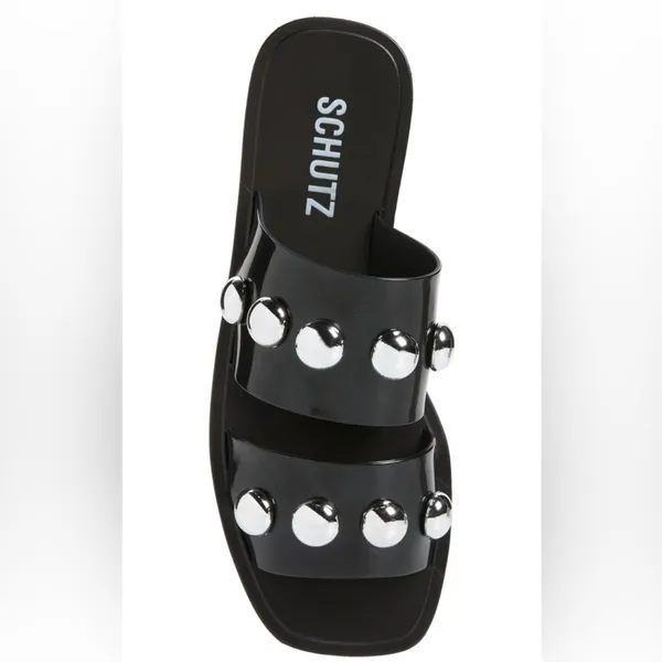 NEW Schutz Square Toe Lizzie Slide~Black~Jelly~10 / 40 ~Gorgeous Statement Shoes - Image 2