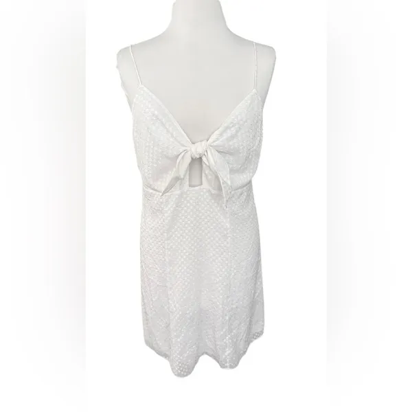Alice + Olivia White Roe Tie Front Textured Mini Flare Slip Dress Size 12 NEW - Image 4