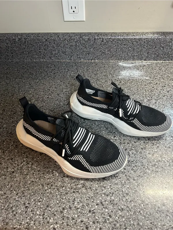 Sorel Black and White Knit Lace-Up Athletic Sneakers - Image 3