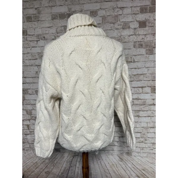 ZARA Cream Chunky Cable Knit Turtleneck Sweater Size‎ S Girls 13-14 Fisherman - Image 2