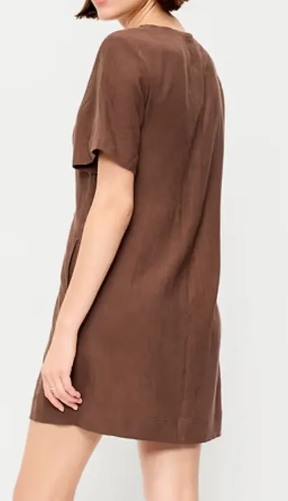 Short-Sleeve V-Neck Mini Shift Dress - Image 2