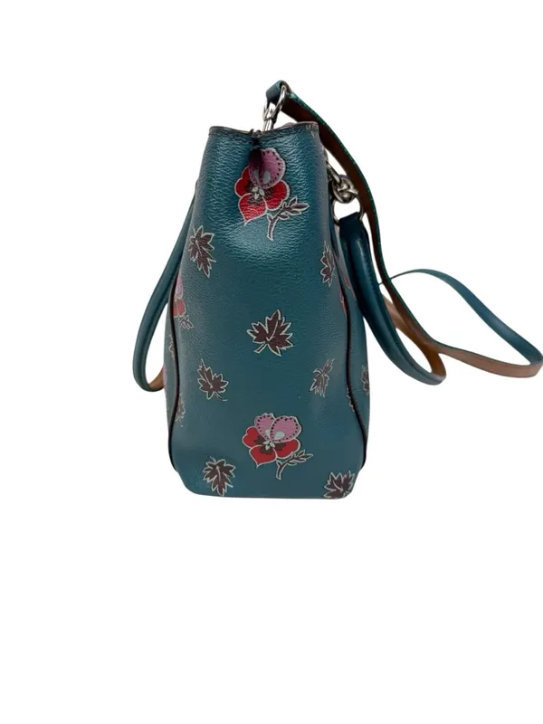 Coach Christie Carryall Dark Teal Wildflower Crossbody Bag Purse - Image 8