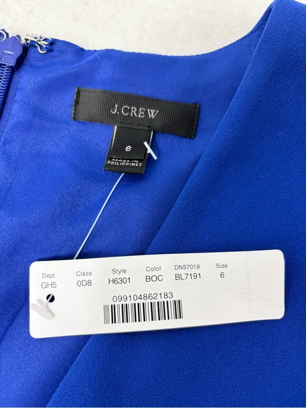 J. Crew Cobalt Royal Blue‎ Long-Sleeve ruffle-front dress Size 6 NEW - Image 7