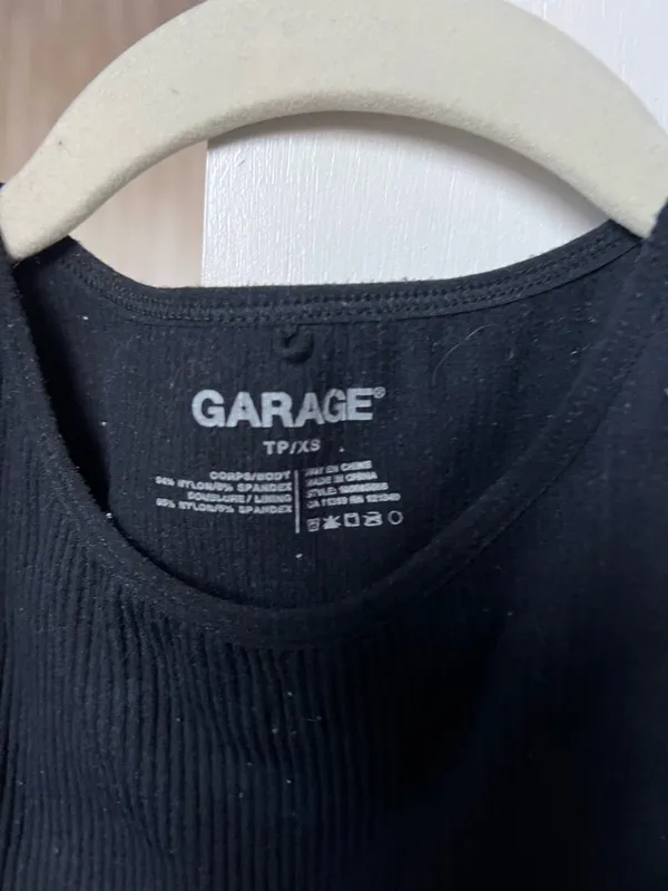 Garage Black Ribbed Cropped Tank Top - Image 2