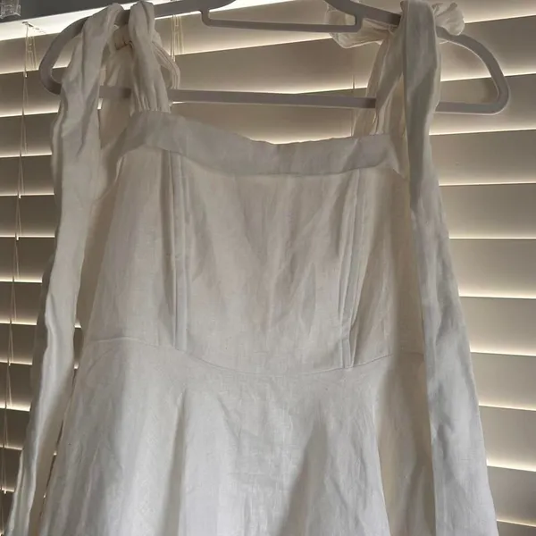 Dissh Aisle Pearl Bow Linen Mini Dress Size 6 Coastal Cowgirl graduation dress - Image 7