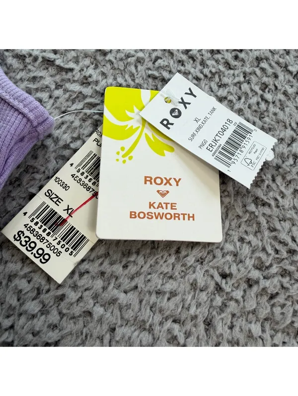 NWT Roxy x Kate Bosworth Surf.Kind.Kate Purple Ribbed Crop Tank Top XL - Image 3