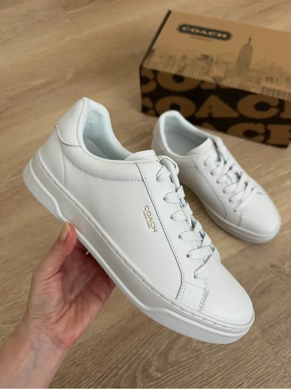 NWB COACH High Line Leather Sneakers Optic White CCN68 Size 7.5B - Image 4