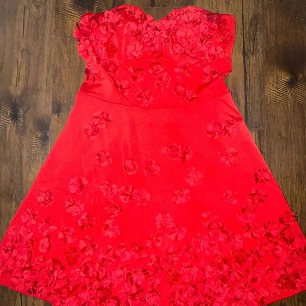 Tessa Floral‎ Applique Mini Dress Red Size Medium - Image 2